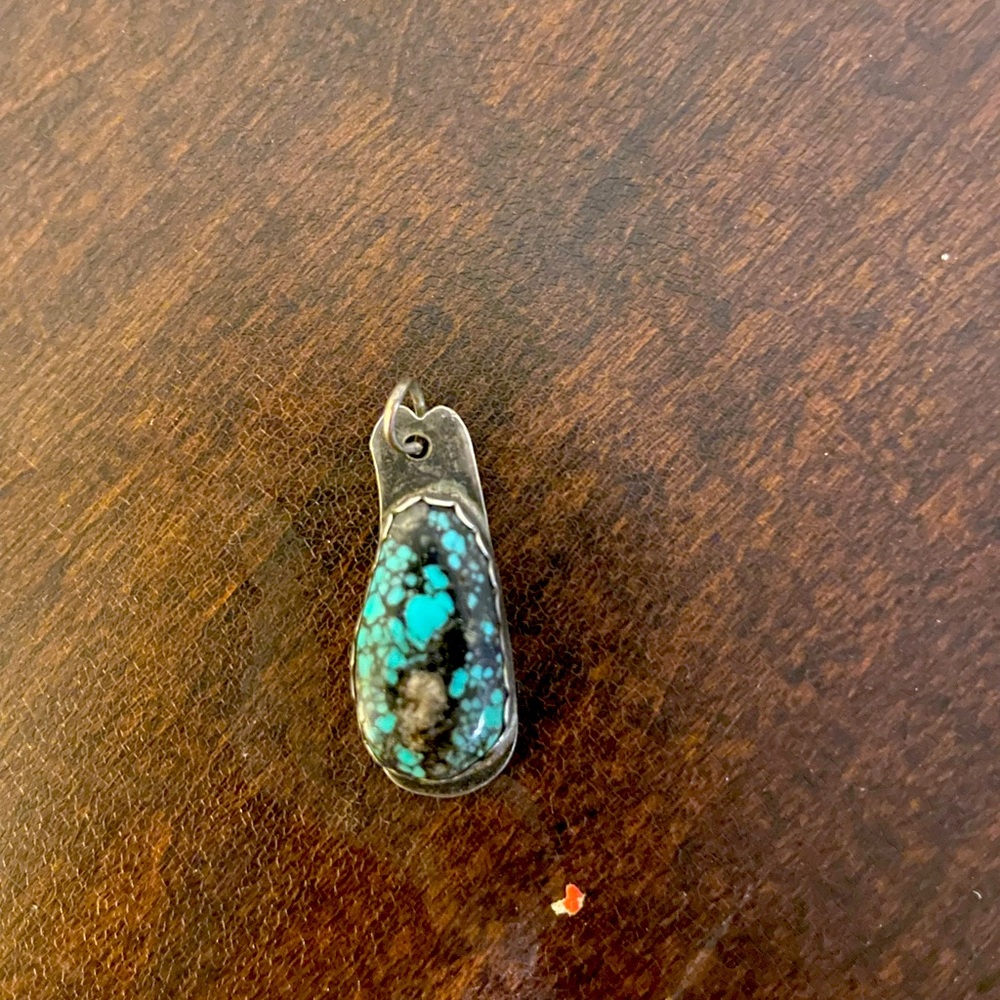 Vintage sterling silver and spider turquoise pendant